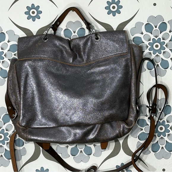 Kenneth Cole Hudson Messenger Bag Leather Brown Sparkle Crossbody NEW With Tags - Picture 2 of 16